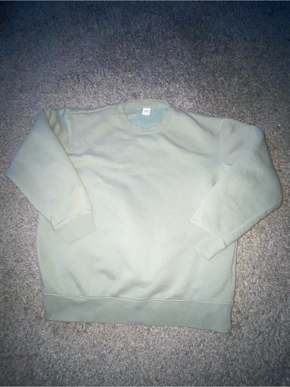 Zara Mint Green Fleece-Lined Crewneck Sweatshirt